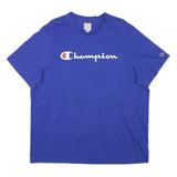 CHAMPION Mens Blue Cotton Blend Graphic T-Shirt 2XL Short Sleeve Crew Neck Large