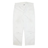 DICKIES Mens Cotton Blend White Regular Straight Trousers W36 L31 Workwear Zip