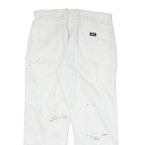 DICKIES Mens Cotton Blend White Regular Straight Trousers W36 L31 Workwear Zip