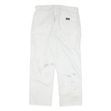 DICKIES Mens Cotton Blend White Regular Straight Trousers W36 L31 Workwear Zip