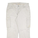CARHARTT Mens Cotton Blend Beige Relaxed Cargo Trousers W38 L32 Workwear