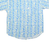 BB SPORT Mens Blue & White Patterned Shirt XL Cotton Summer Casual Short Sleeve