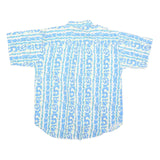 BB SPORT Mens Blue & White Patterned Shirt XL Cotton Summer Casual Short Sleeve