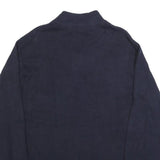 CHAPS Mens Navy Plain Pullover Chunky Knit XL Cotton Jumper Zip Collar