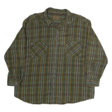 ST JOHNS BAY Mens Green & Yellow Check Shirt 2XL Cotton Blend Long Sleeve Casual