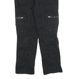 PAOLA Womens Black Cotton Blend Regular Fit Trousers W30 L27 Zipper Pockets
