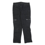 PAOLA Womens Black Cotton Blend Regular Fit Trousers W30 L27 Zipper Pockets