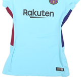 NIKE Womens Blue Barcelona Graphic T-Shirt XS V-Neck Short Sleeve Football