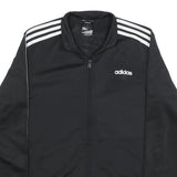ADIDAS Mens Black & White Track Jacket M Polyester Plain Zip Sports Casual