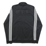 ADIDAS Mens Black & White Track Jacket M Polyester Plain Zip Sports Casual