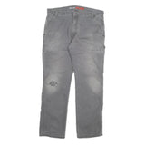 DICKIES Mens Cotton Blend Grey Regular Fit Straight Leg Trousers W36 L32