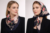 Anyyou Fashion Premium Satin Square Scarf – Navy Blue Pink Silk-Feel Neckwrap for Women