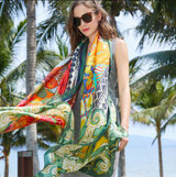 Anyyou Luxury 100% Mulberry Silk Dark Orange Long Scarf Women Beach Shawl Pashmina Wrap Swimwear Cover-Up Foulard
