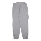 Mens Grey Polyester Blend Regular Fit Trousers W32 L32 Cargo Pockets Zip Closure
