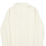 ST MICHAEL Womens Cream Plain Button Up Patterned Jumper Crew Neck UK 14 Acrylic