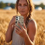 London Fog Coral Tiles iPhone 15 Case - Lifestyle photo showing phone case in use