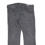 DIESEL Mens Jeans Grey Regular Straight Denim Medium W37 L30 Zip Closure
