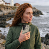 London Fog Shark World Samsung Galaxy S25 Case - Lifestyle photo showing phone case in use