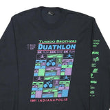THE BEST Mens Black Tuxedo Brothers Duathlon Long Sleeve Crew Neck Graphic