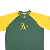 MLB Mens Green & Yellow Oakland A's Graphic T-Shirt 2XL Short Sleeve V-Neck