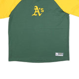 MLB Mens Green & Yellow Oakland A's Graphic T-Shirt 2XL Short Sleeve V-Neck
