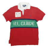 POLO RALPH LAUREN Womens Red & Green RL Guide Cotton Short Sleeve M Polo Shirt