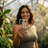 Seashell Tropical Paradise Samsung Galaxy S25 Case - Lifestyle photo showing phone case in use