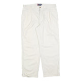 CHAPS Mens White Regular Fit Straight Leg Cotton Blend Trousers W36 L32 Casual