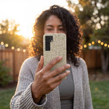 London Fog Say Meow Samsung Galaxy S25 Case - Lifestyle photo showing phone case in use