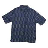 PURITAN Mens Navy Blue Patterned Rayon Shirt M Casual Button Up
