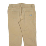 EDDIE BAUER Mens Cotton Blend Beige Relaxed Straight Trousers W36 L30 Casual Zip
