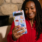 Powder Blue Dragon Cuties Google Pixel 6a Case - Lifestyle photo showing phone case in use