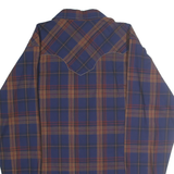 WRANGLER Mens Blue & Brown Retro Check Shirt XL Western Cotton Long Sleeve