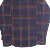 WRANGLER Mens Blue & Brown Retro Check Shirt XL Western Cotton Long Sleeve