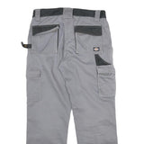 DICKIES Mens Cotton Blend Grey & Black Workwear Regular Straight Trousers W32
