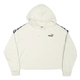 PUMA Womens Cream Hoodie M Cotton Blend Crop Top Sport Casual