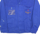 Mens Blue Workwear Button Jacket XL Cotton Plain Utility Casual Durable