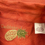 Caribbean Hawaiian Shirt - Large Orange Silk Blend