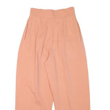 Womens Relaxed Peach Cotton Blend Trousers W24 L24 Comfortable Casual Zip
