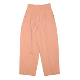 Womens Relaxed Peach Cotton Blend Trousers W24 L24 Comfortable Casual Zip