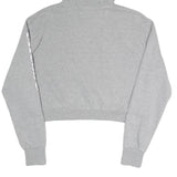 ELLESSE Womens Grey Hoodie UK 12 Cotton Blend Pullover Logo Print Cropped