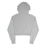 ELLESSE Womens Grey Hoodie UK 12 Cotton Blend Pullover Logo Print Cropped
