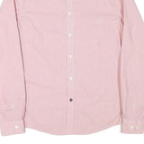 TOMMY HILFIGER Mens Pink & White Micro Check Shirt M Stylish Cotton Blend Long
