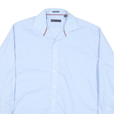 TOMMY HILFIGER Mens Blue Cotton Blend Shirt L Button-Down Collar Long Sleeve