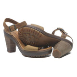 TIMBERLAND Womens Heeled Strappy Leather Brown UK 4 Stylish Comfort Sandals