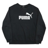 PUMA Mens Black Cotton Blend Crew Neck L Sweatshirt Logo Print Casual Wear