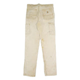 CARHARTT Mens Relaxed Beige Cotton Blend Trousers W32 L34 Workwear Utility Zip