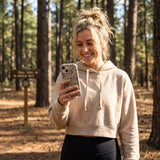 London Fog Indigo Bouquet iPhone 16 Pro Max Case - Lifestyle photo showing phone case in use