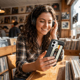Black Cassette iPhone 16 Pro Max Case - Lifestyle photo showing phone case in use