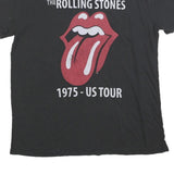 THE ROLLING STONES Womens Black 1975 US Tour Graphic T-Shirt 2XL Short Sleeve